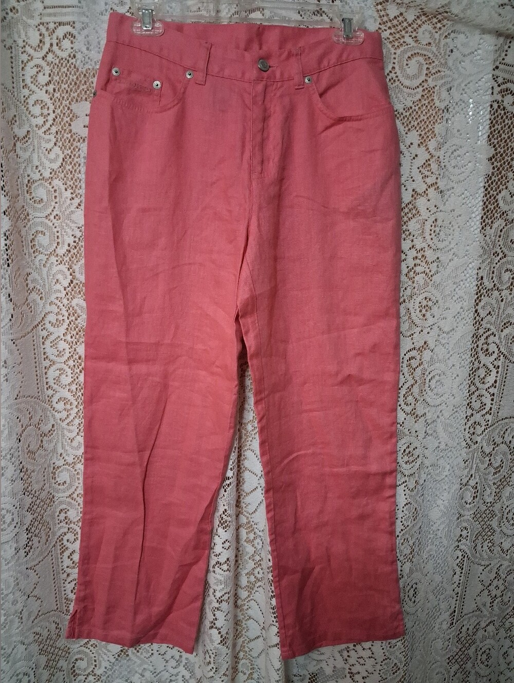 Ralph Lauren Women's Dark Pink Linen Pants 6 Petite